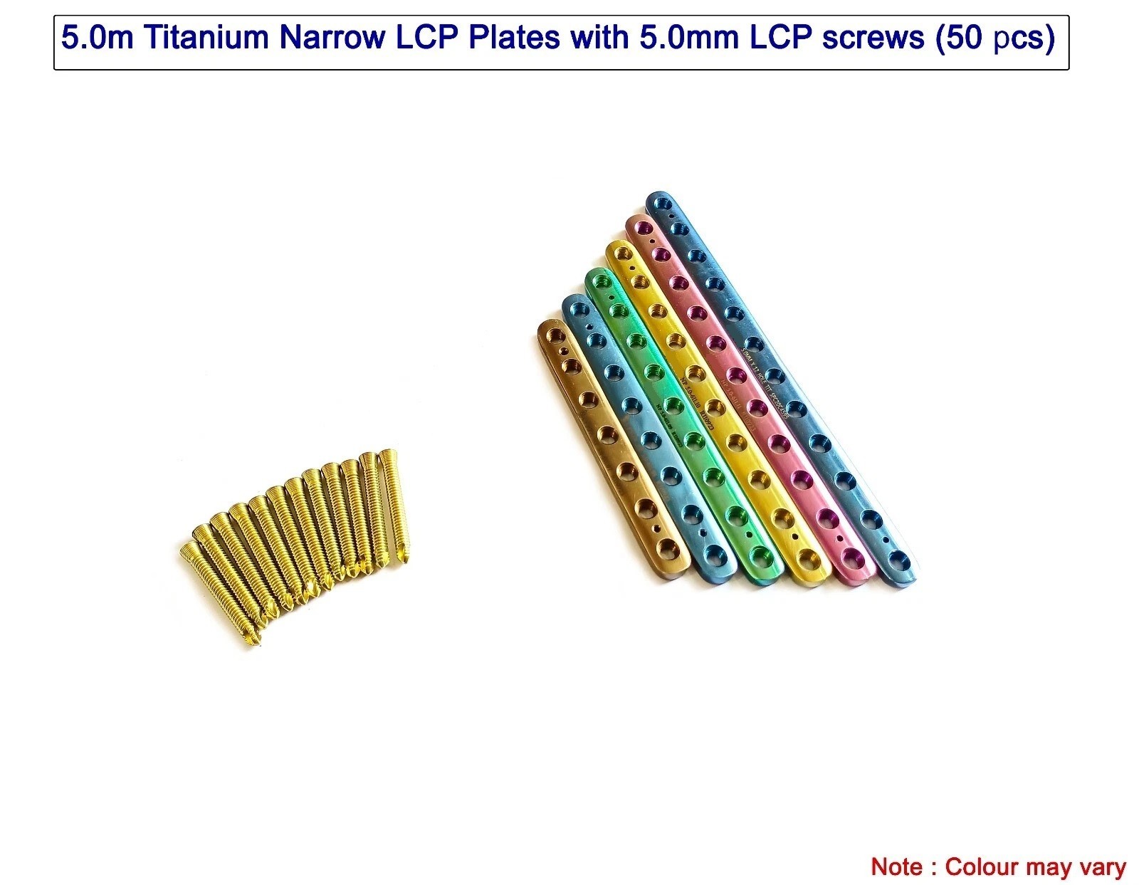 Titanium LCP 5.0mm Narrow Plate set of 6Pcs and 5mm LCP screw 50Pcs instrument