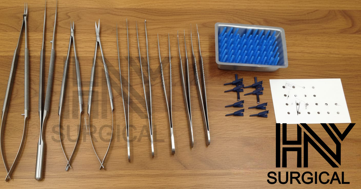Micro Surgery Instrument Set 9 Pcs With Micro Vascular Clamp Plastic Surgery
