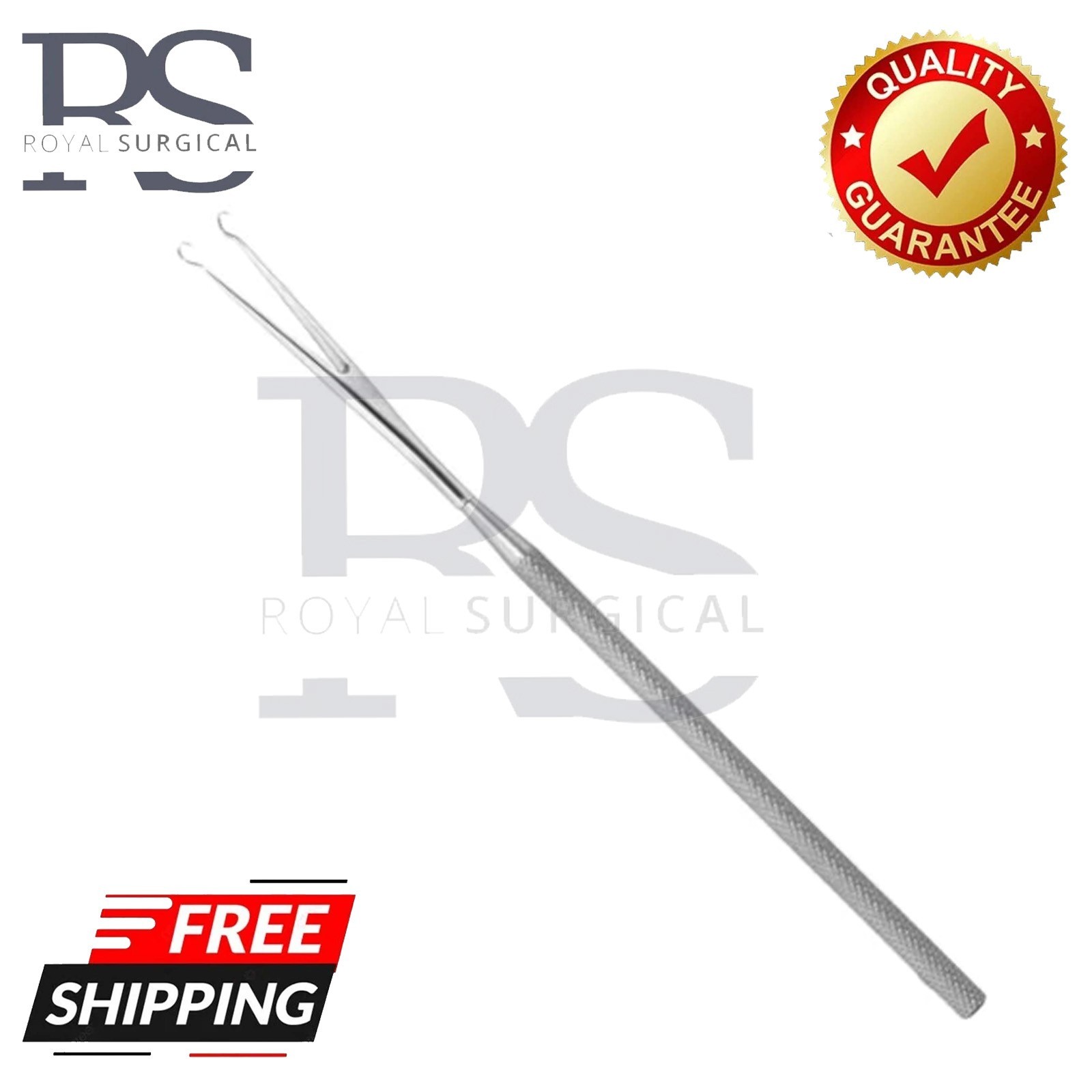 Barsky Skin Hook, 6″, Knurled Handle, Detachable Hook, 2-Prongs, 9.5mm, Premium