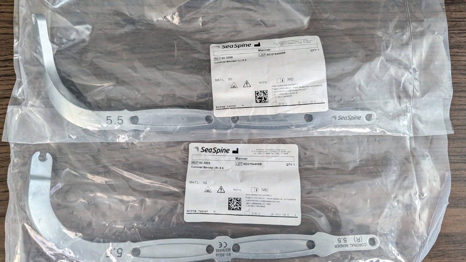 SeaSpine Mariner Coronal Rod Bender Set L/R 5.5mm 90-3008 90-3009 NEW