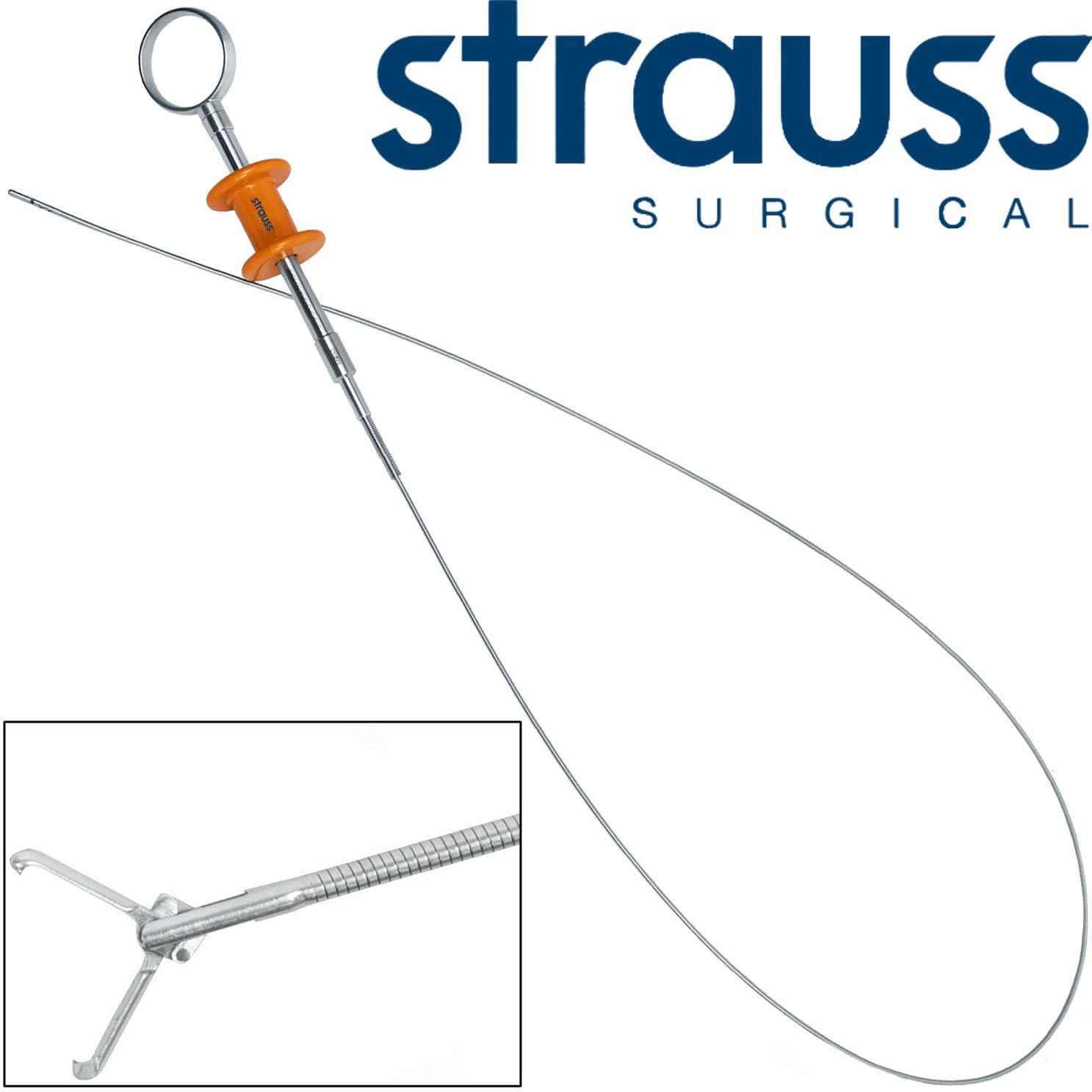 Strauss STS-URS-GRA-50-70RF Flexible Grasping Forceps 1×2 Rat teeth 70cm 27.5″