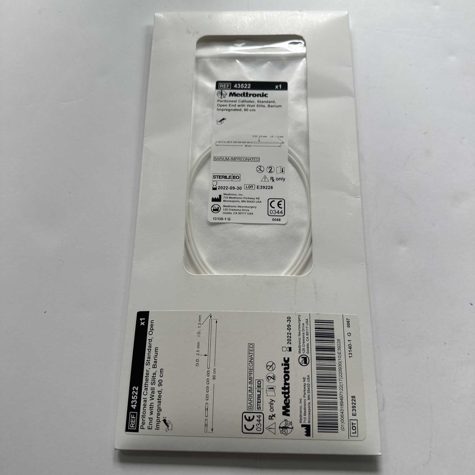 Peritoneal Catheter, 90 cm Length, 1.3 ID x 2.5 mm OD, Standard 43522