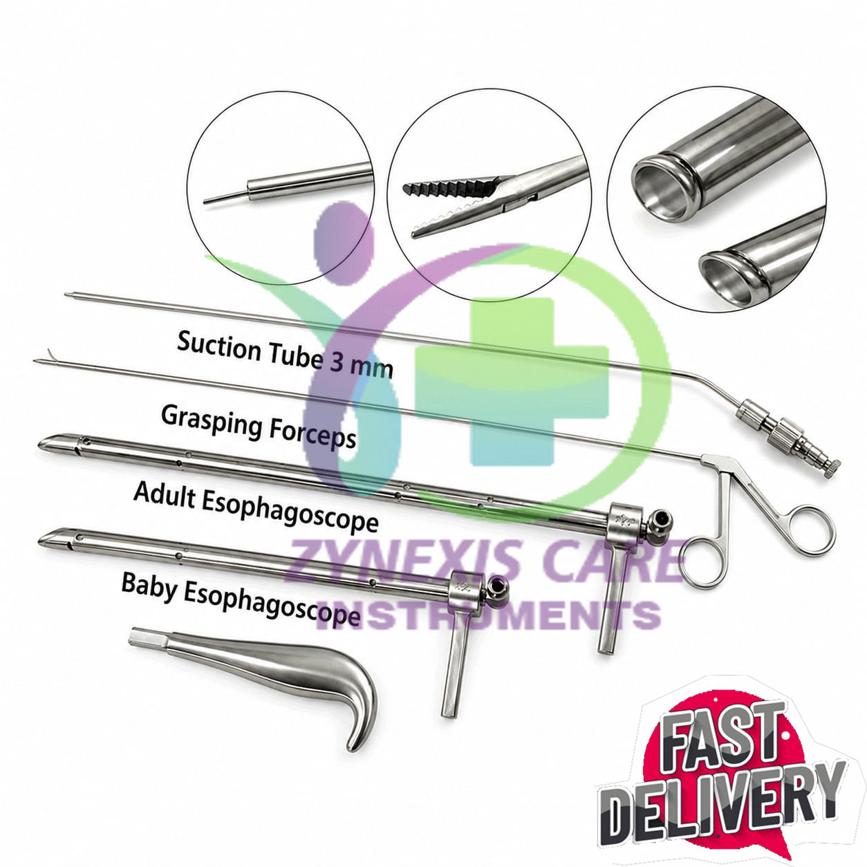 New Surgical Esophagoscope Esophagoscopy Endoscope Reusable 5 PCs Set