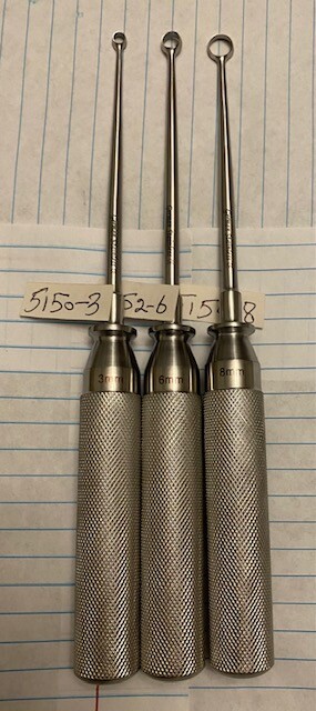 3PCS SET—Cone Ring Curette Straight Ring 3+6+ 8mm Length 8.75″