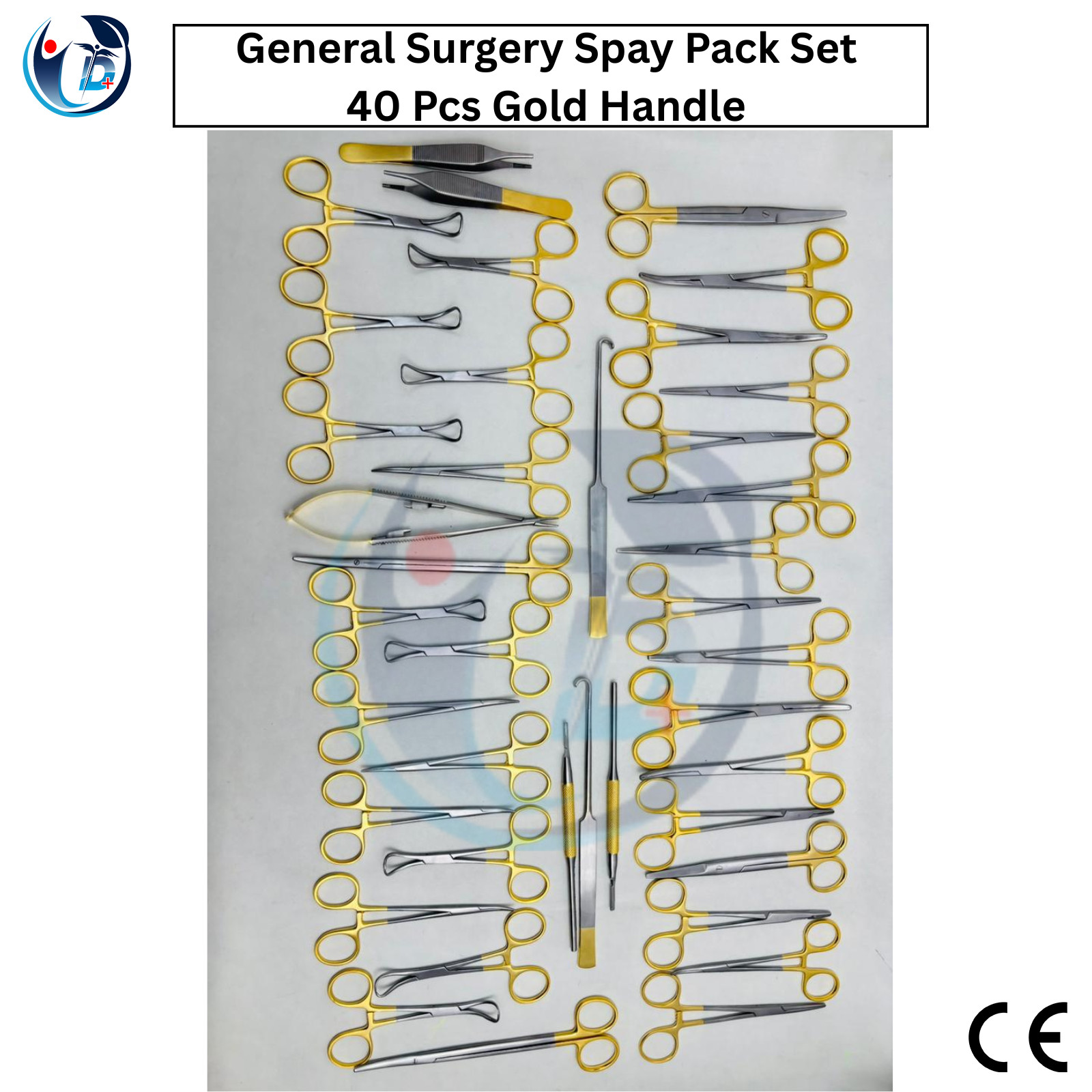 General Surgery Spay Pack Set 40 Pcs Gold Handle Surgical Instruments Kit