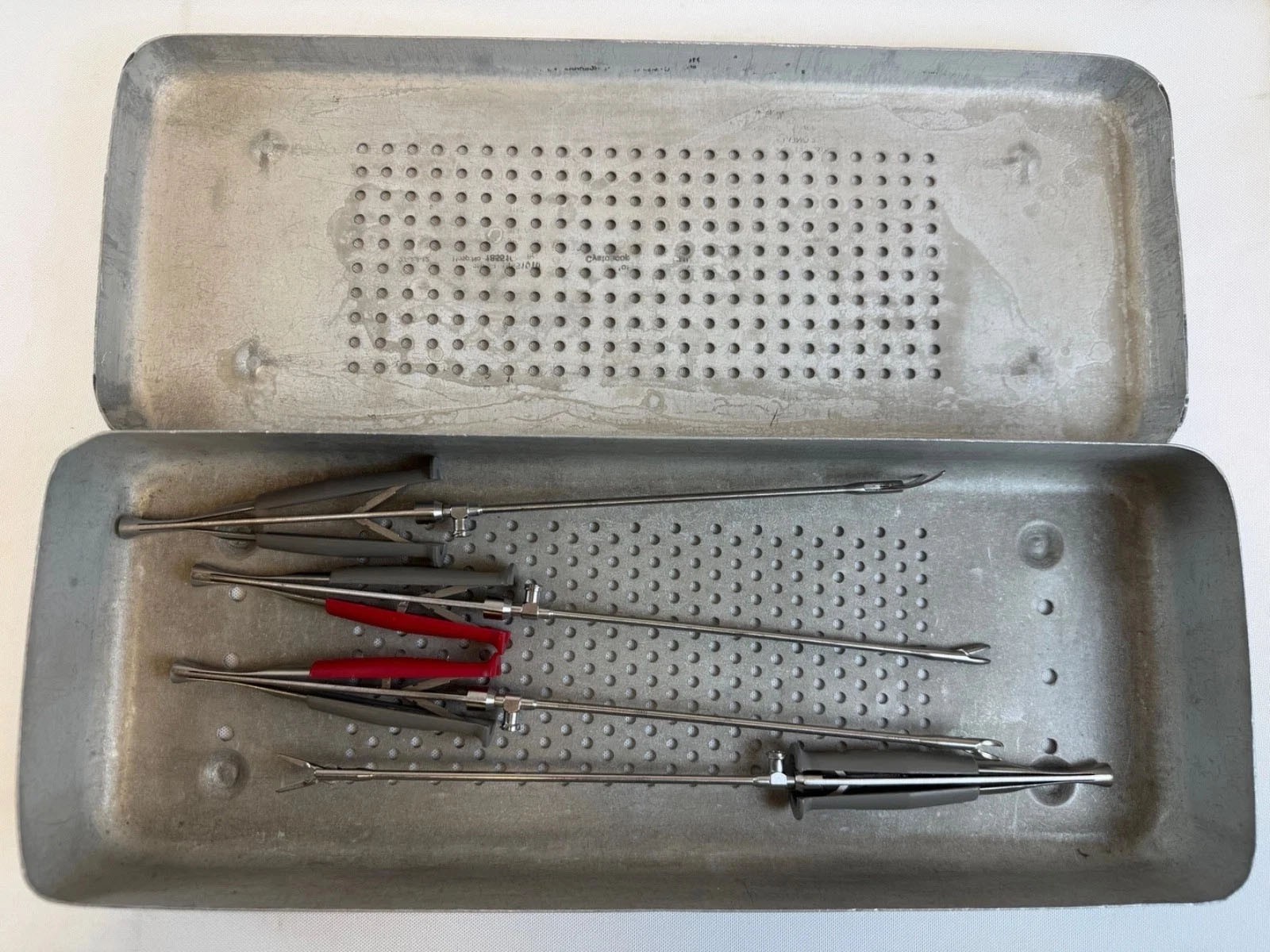Set of 4 Edwards MICS Forceps Scissors Grasper Needle Holder w Tray 3.5mm x 30cm