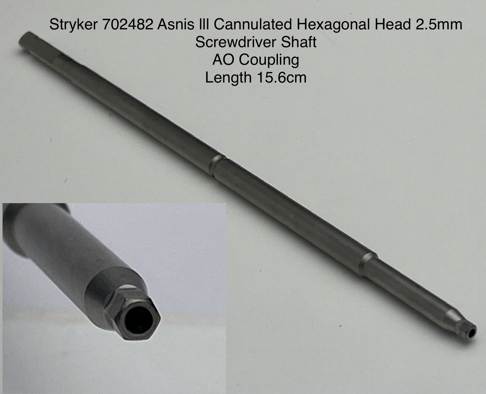 Stryker 702482 Asnis lll Cannulated Hex Head 2.5mm Screwdriver Shaft AO Coupling