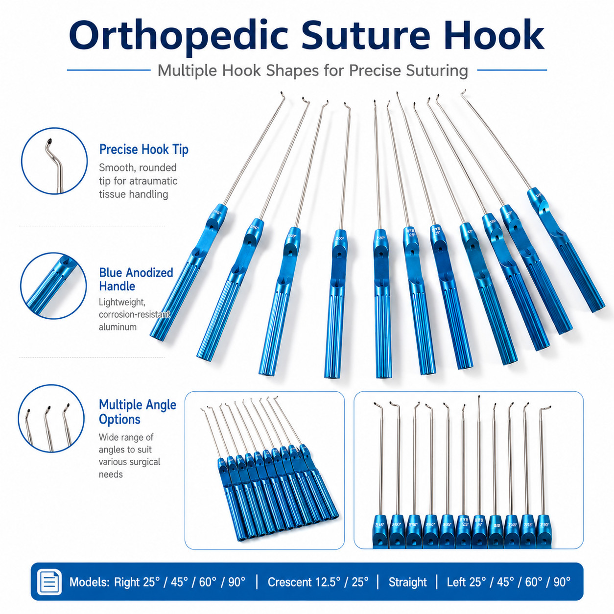 Orthopedic Arthroscopic Suture Hook Threading Device Titanium Nickel Wire