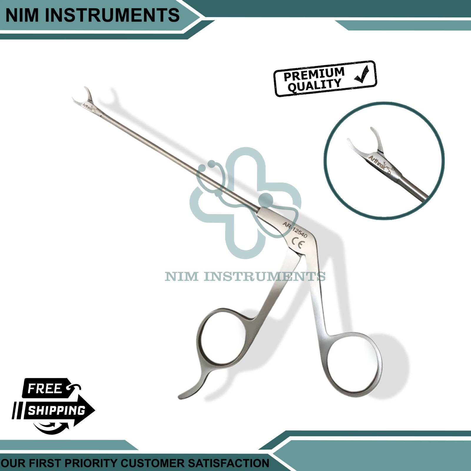 Arthrex AR-12540 Suture Retriever, 3.4 mm, Straight Shaft