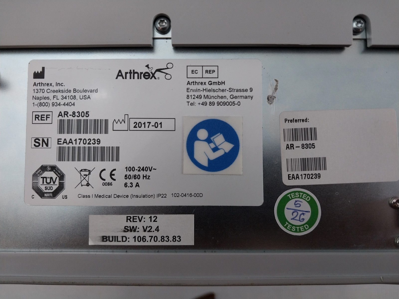 ARTHREX AR-8305 Synergy Resection Shaver Console 100-240V/50-60HZ
