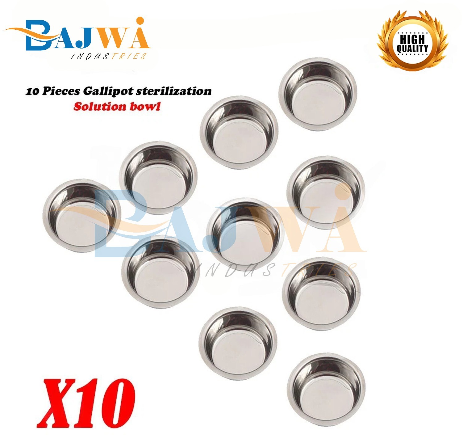 10 Pieces Gallipot sterilization Solution bowl Surgical Stainless Instruments
