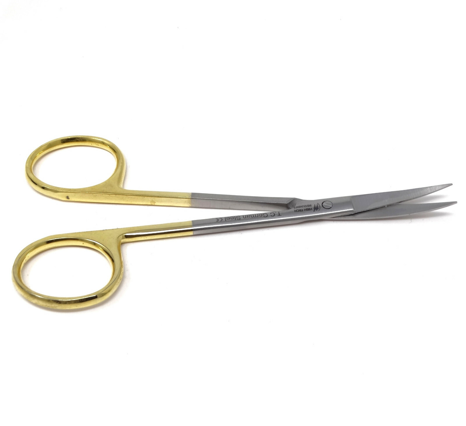 TC English Round Pattern IRIS Micro Scissors 4.5 Curved Tip Tungsten Carbide