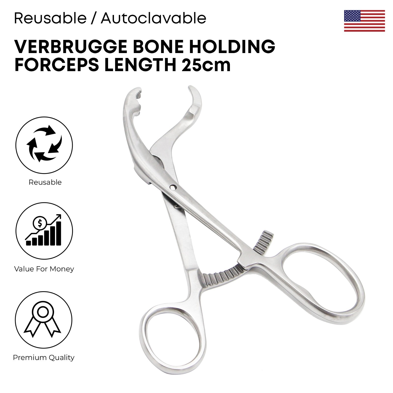 Verbrugge Bone Holding Forceps 25 cm Surgical Orthopedic Instruments