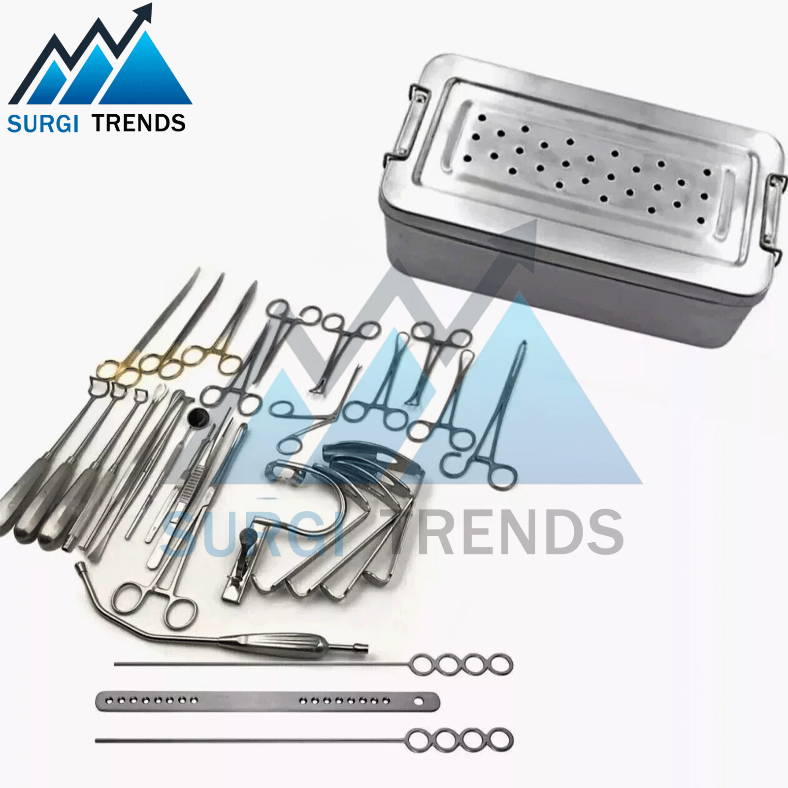 New Tonsillectomy and Adenoidectomy 30 pcs Set Surgical Instruments Kit with Box