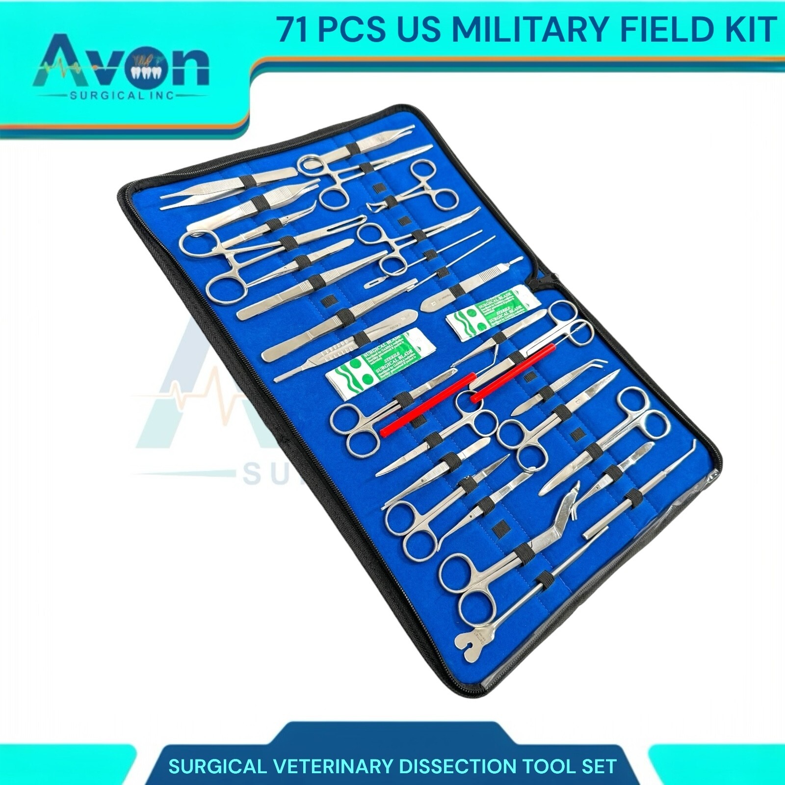 71 US MILITARY FIELD MINOR SURGERY SURGICAL INSTRUMENTS FORCEPS SCISSORS KIT