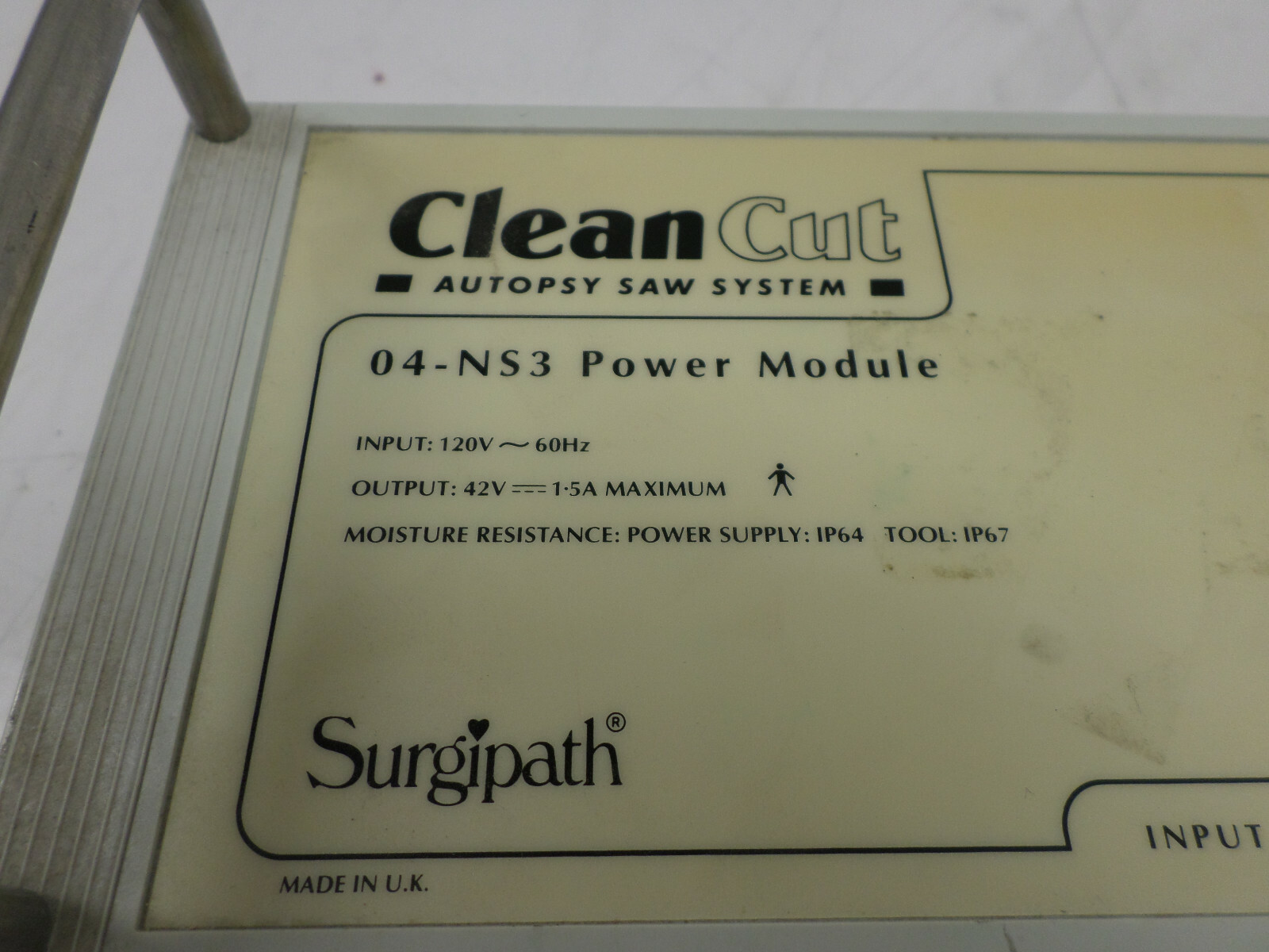 Surgipath 04-NS3 Power Module 04NS3110T for Clean Cut Autopsy Saw System