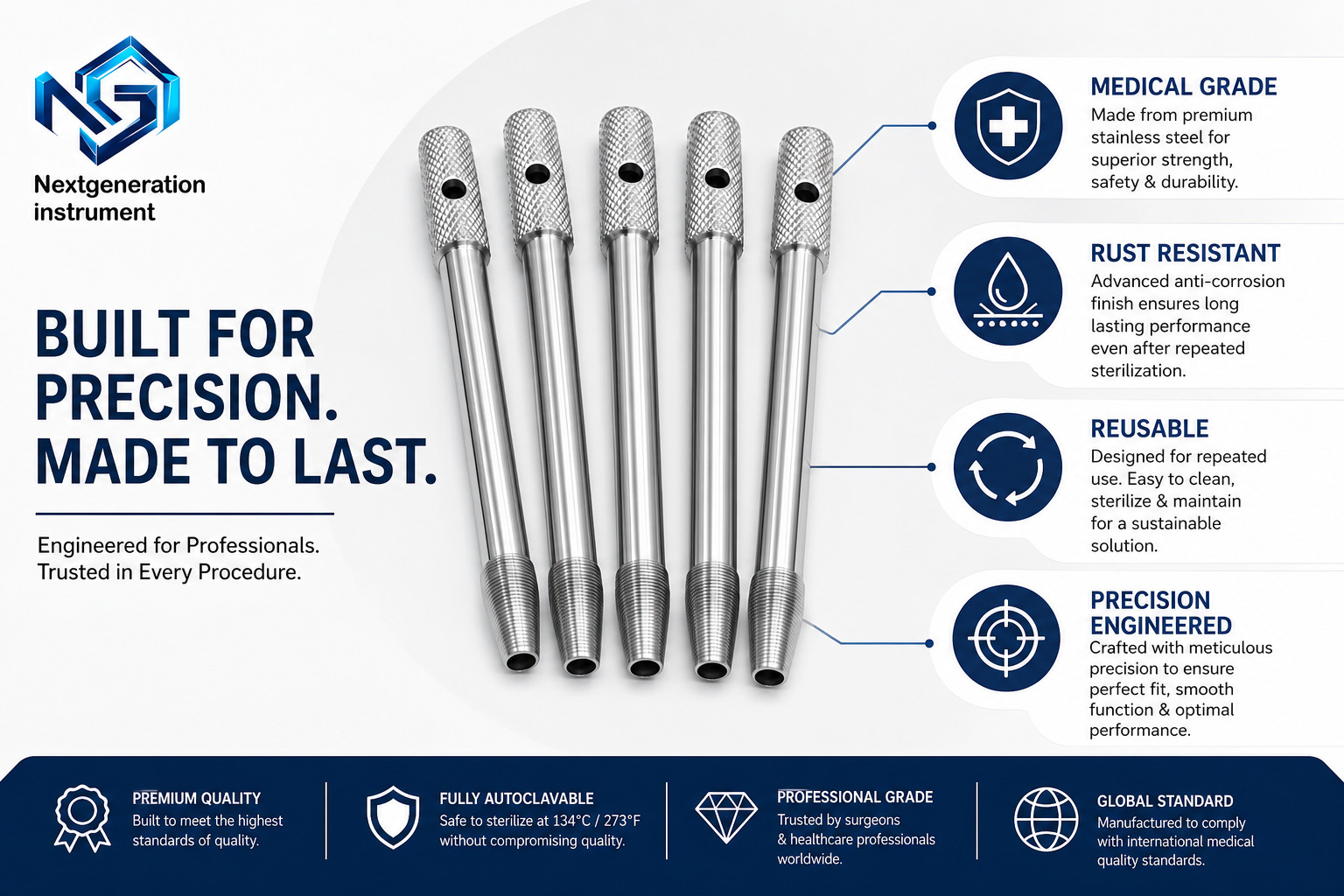 Orthopedic LCP Locking Drill Sleeve Set of 5pcs Surgical Steel Instruments