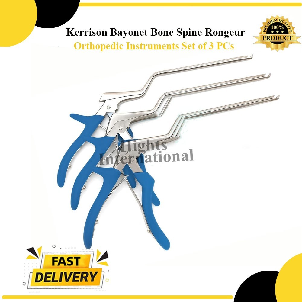 New Kerrison Bayonet Bone Spine Rongeur Orthopedic Instruments Set of 3 PCs