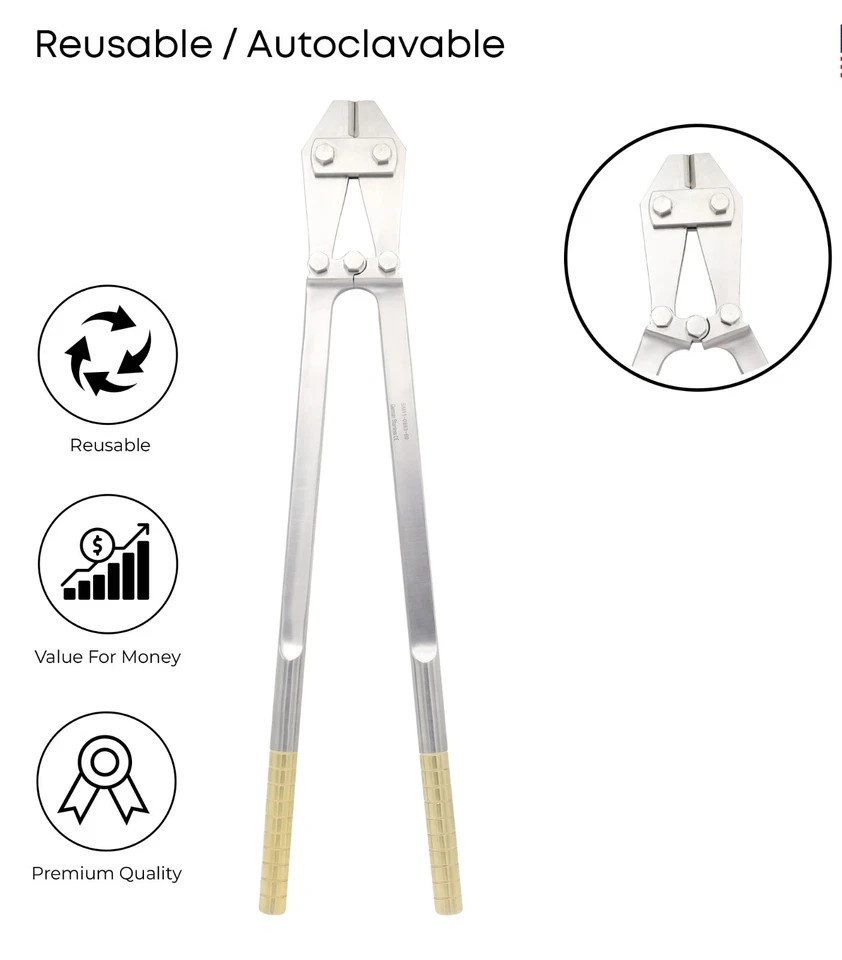 Heavy Duty Pin Cutting Plier TC Gold 60cm Stainless Steel Surgical Instruments