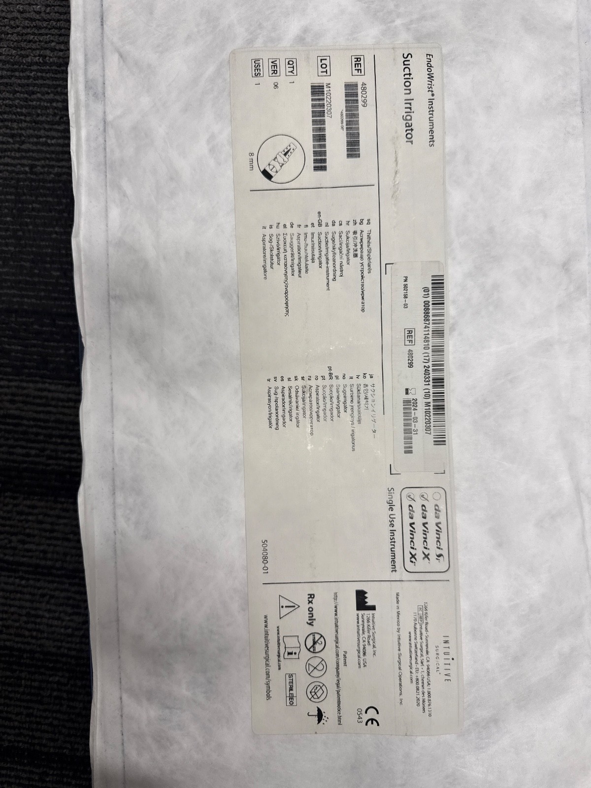 Intuitive Surgical Da Vinci Xi REF 480299 [NEW] Suction Irrigator 3/31/24