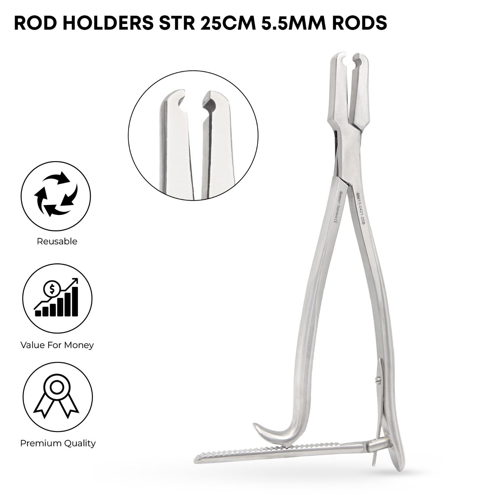 STR Rod Holder Forceps 25cm Orthopedic Spinal Instrument for 5.5mm & 6.35mm Rods