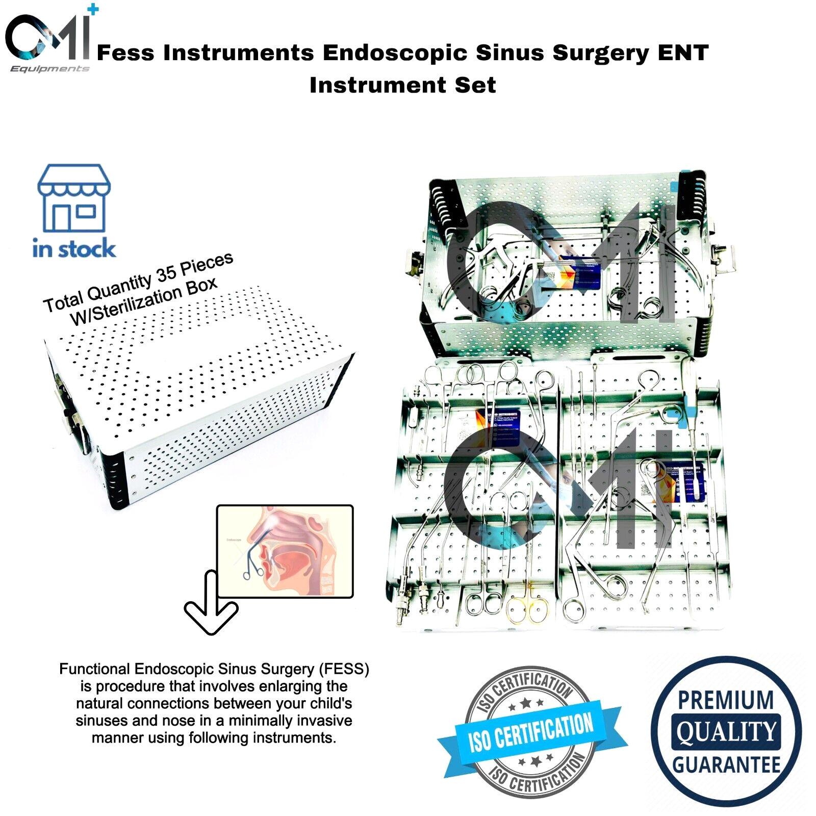 Fess Instruments Set Endoscopic Sinus Surgery ENT Instruments Complete With Box