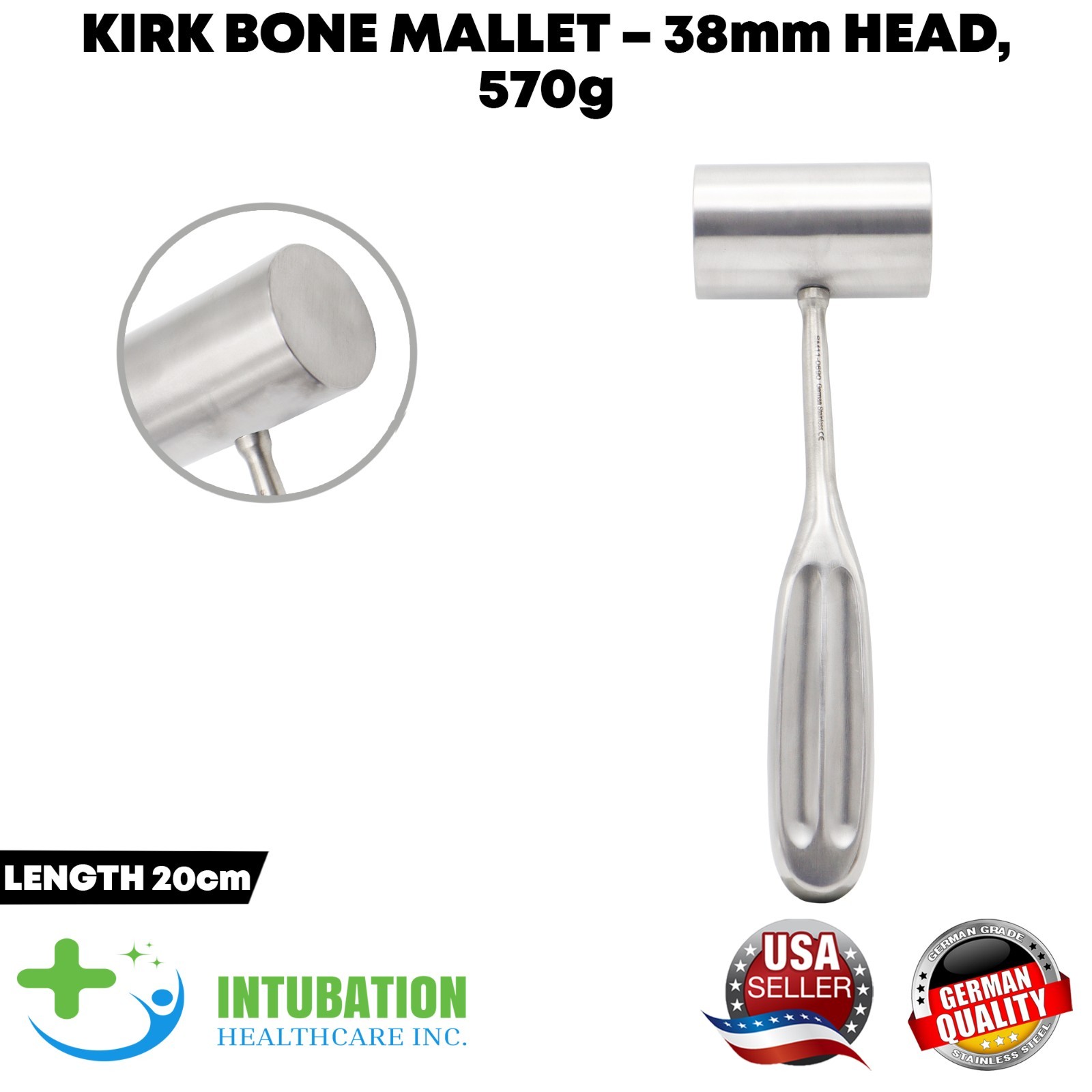 Kirk Bone Mallet 20 cm 38mm Head 570 g Orthopedic Surgical Instruments German