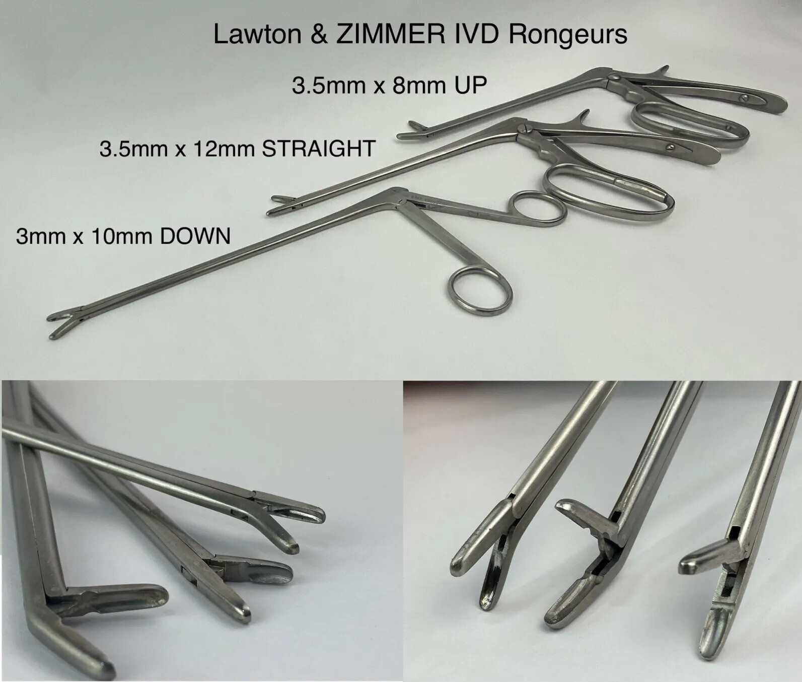 ZIMMER 3365 Love Gruenwald IVD Rongeur 3 x 10mm Down w Lawton Straight and UP