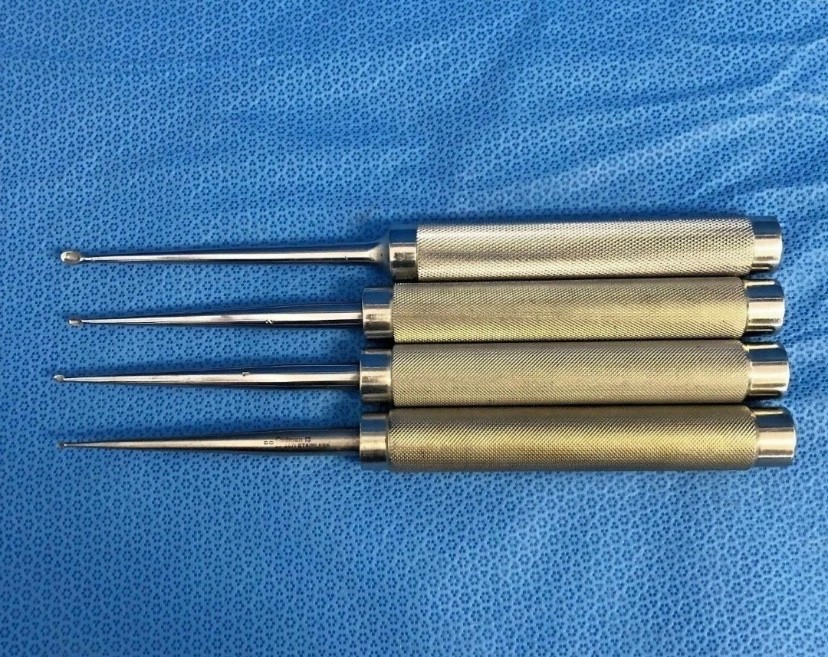 Set of 4 Codman Size 00-4 Straight 11″ Cobb Curettes Orthopedic