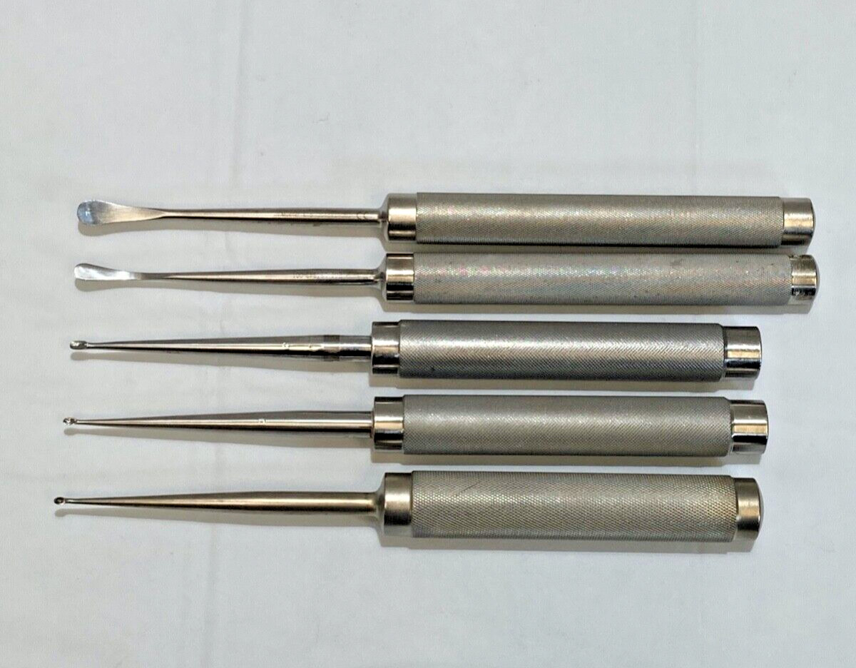 Set of 5 V. Mueller Cobb Elevators & Curette Set Neuro Spine Orthopedics
