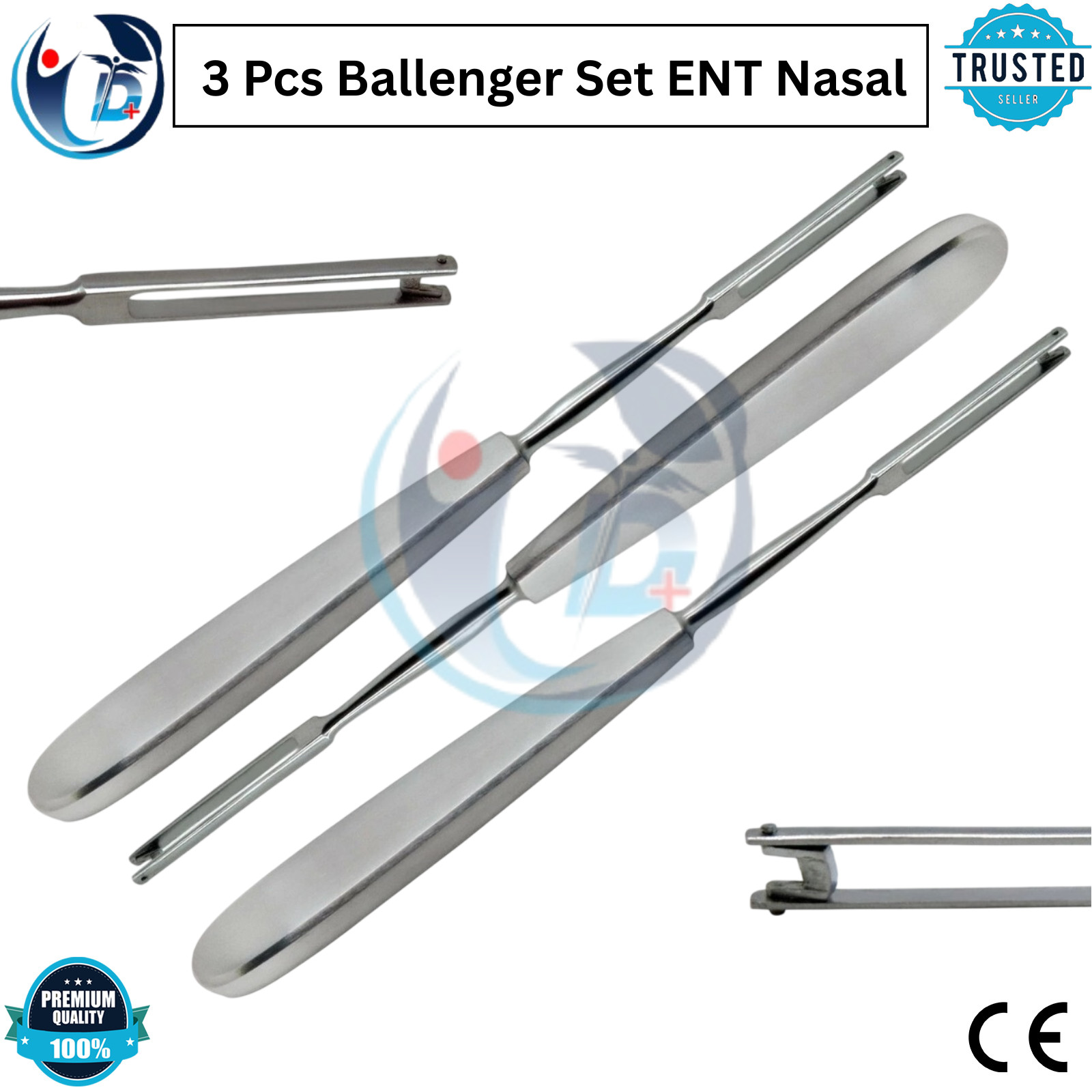 3 Pcs Ballenger Set ENT Nasal Surgical Instruments Stainless Steel German Grade