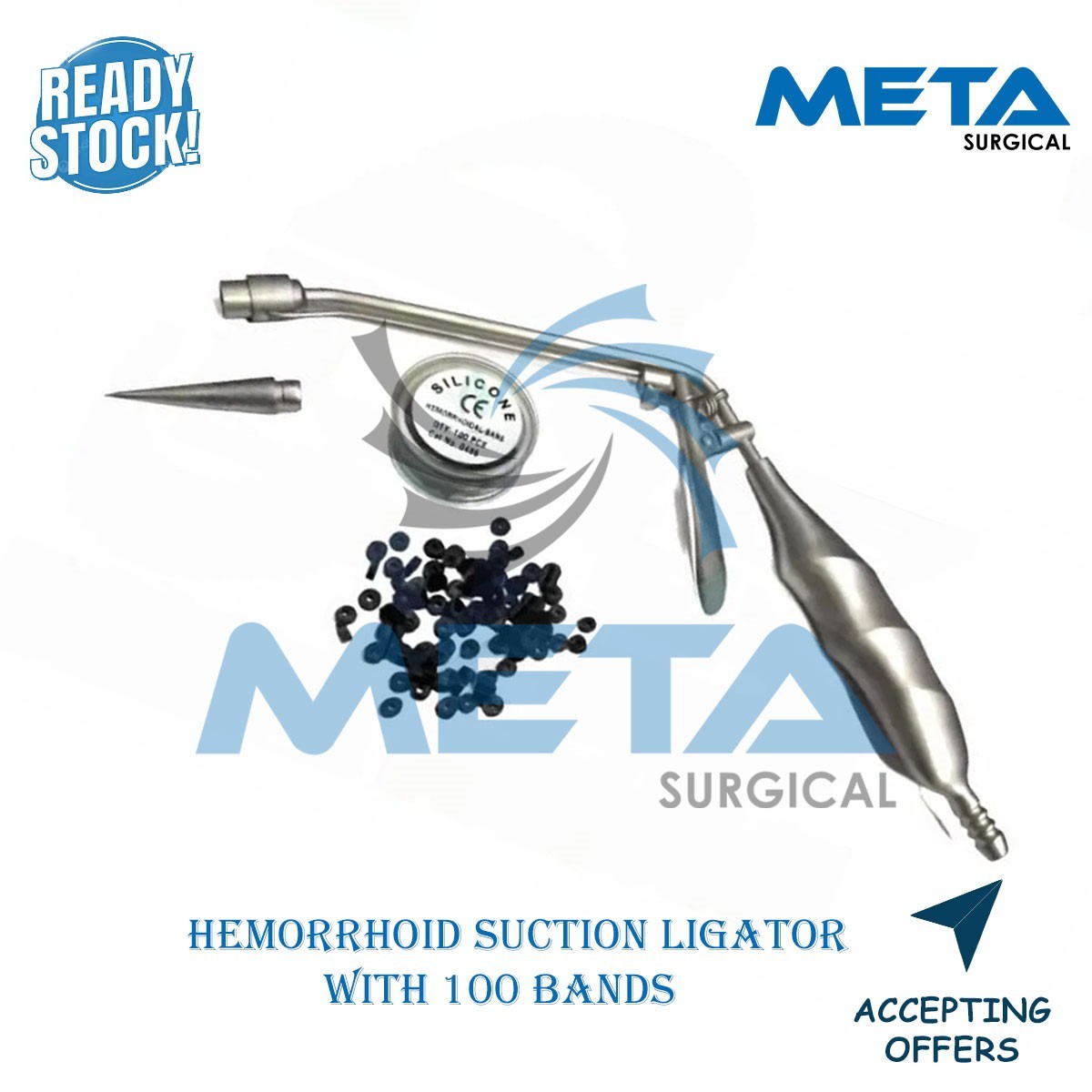 Hemorrhoid Suction Ligator With 100 bands Surgical Instruments Set High Quality