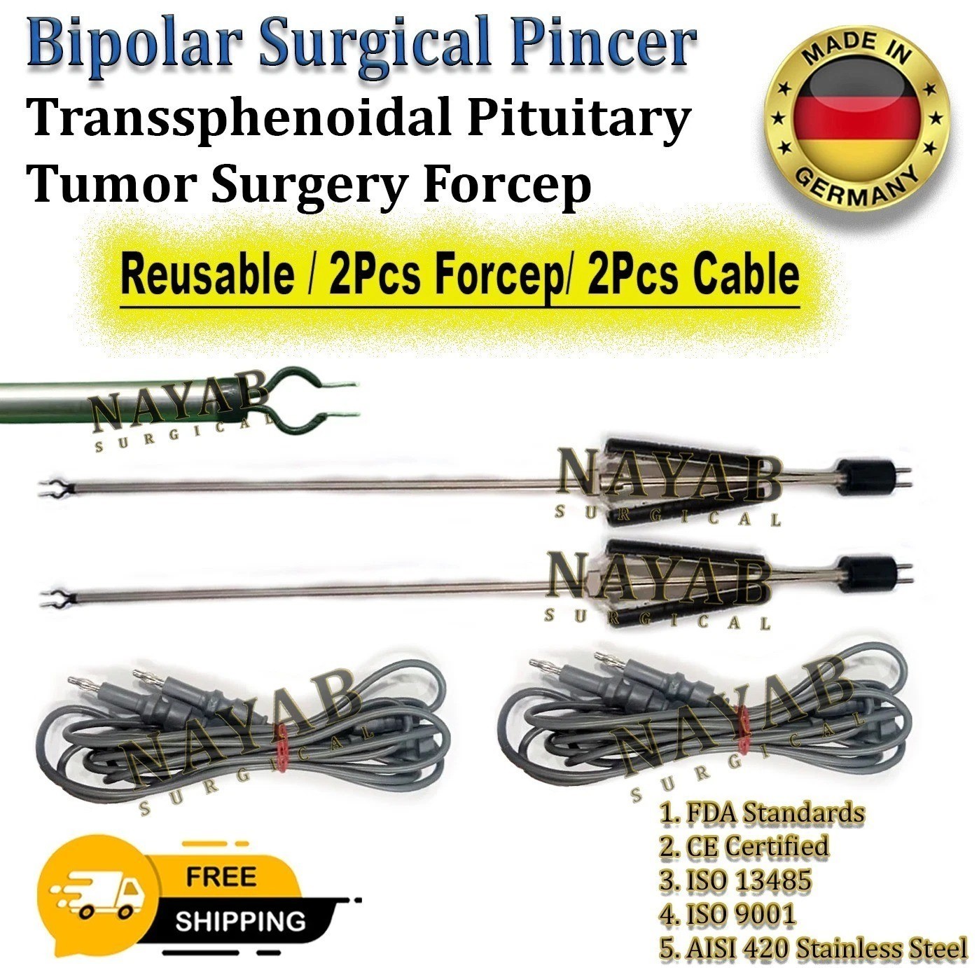 Bipolar Surgical Pincer – Transsphenoidal Pituitary Tumor Surgery Forcep & Cable