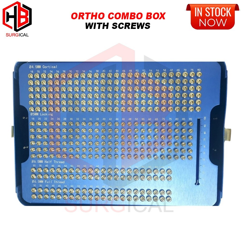 Orthopaedic combo Box with 4.5mm,5mm & 6.5mm(half & Full thread) screws (395 pcs