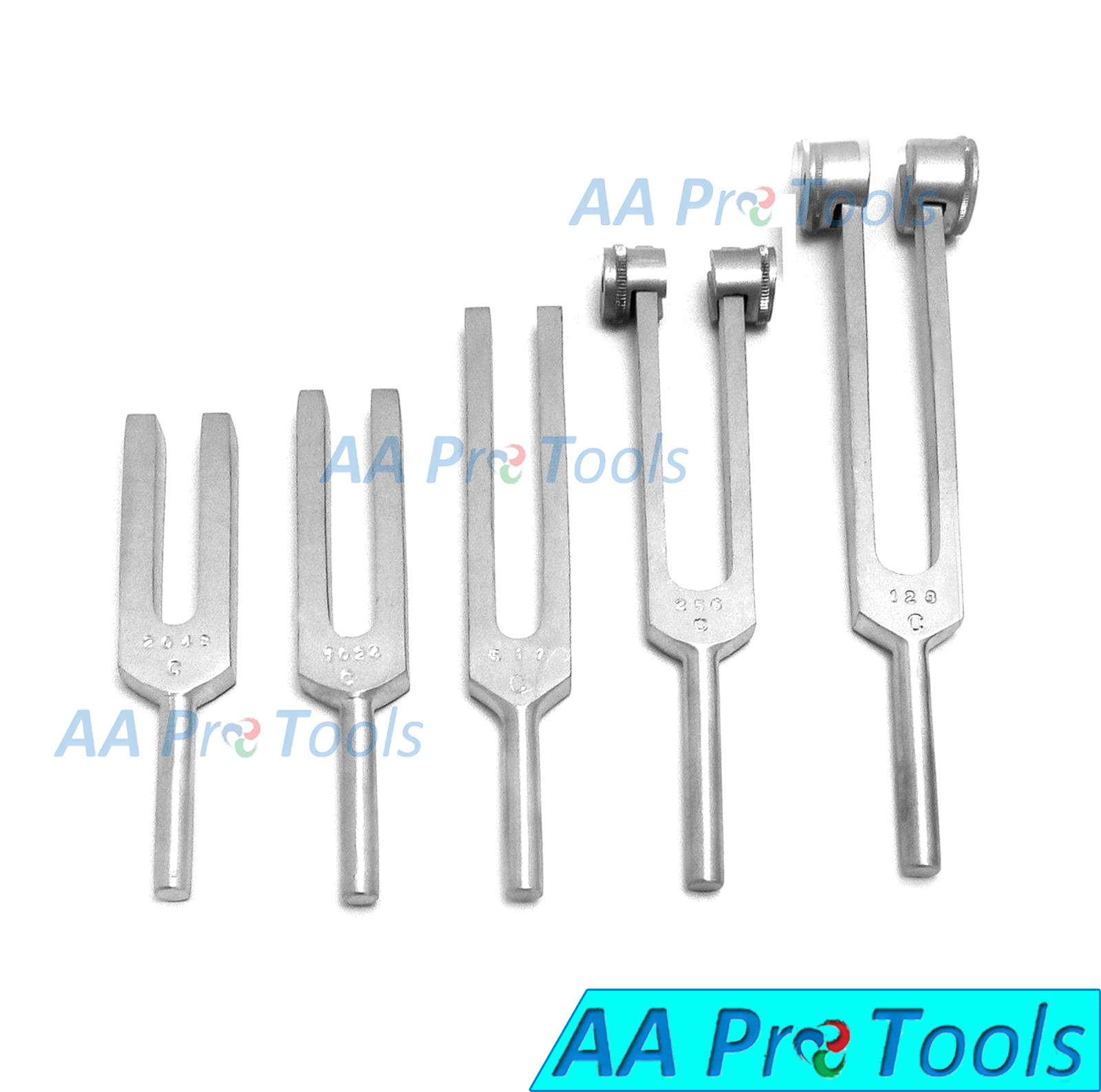 5 Tuning Fork Set 2048, 1024, 512, 256, 128 Medical Diagnostic Instruments
