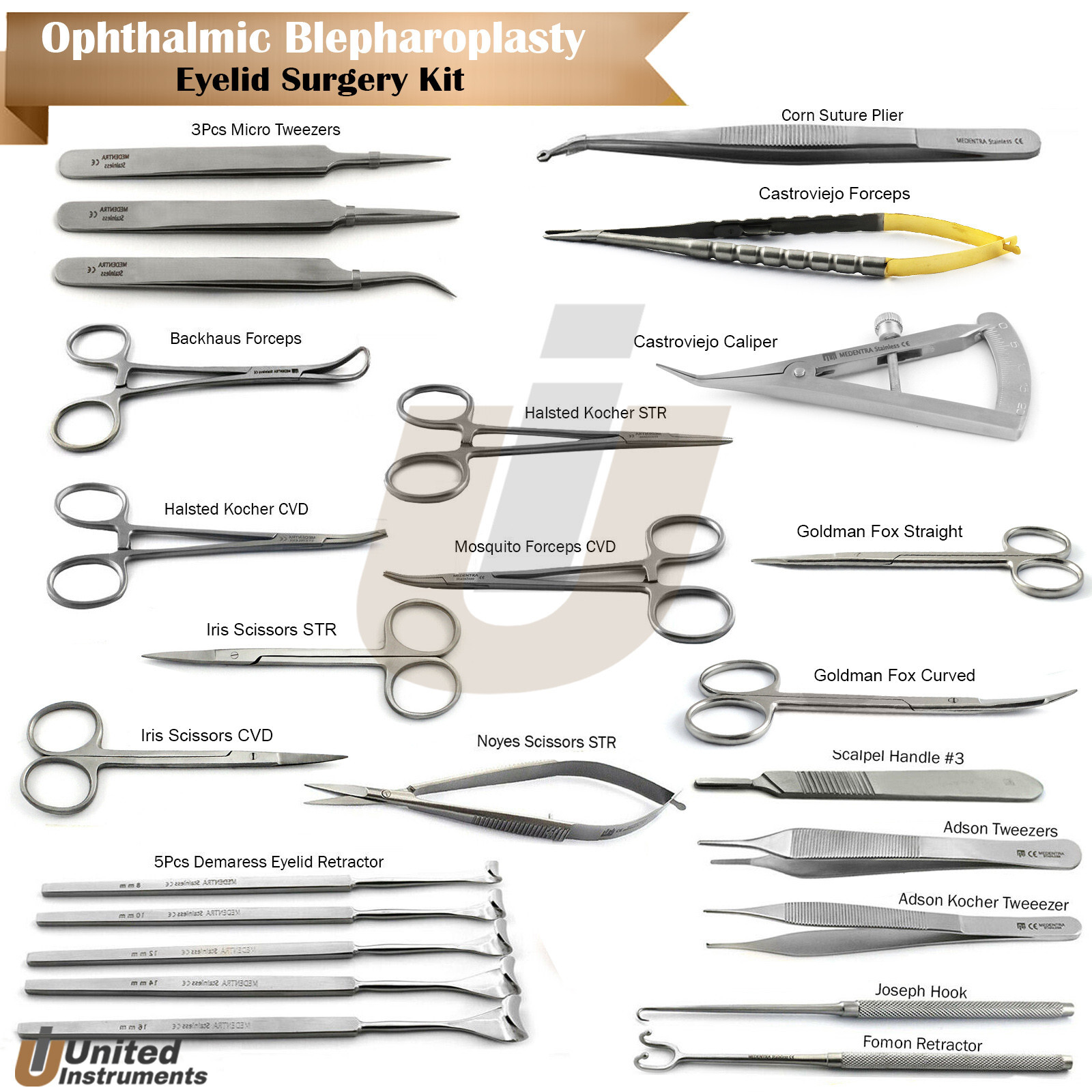 Micro Eye Cataract Surgery Ophthalmic Blepharoplasty Eyelid Instruments