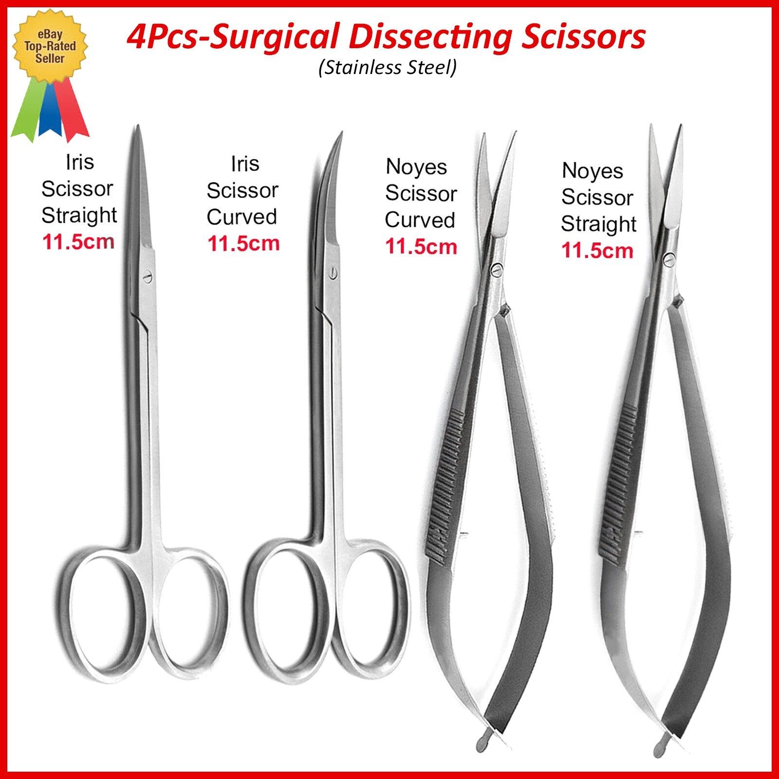 Dental Noyes, Iris Scissors Straight & Curved Micro Surgery Surgical Instruments