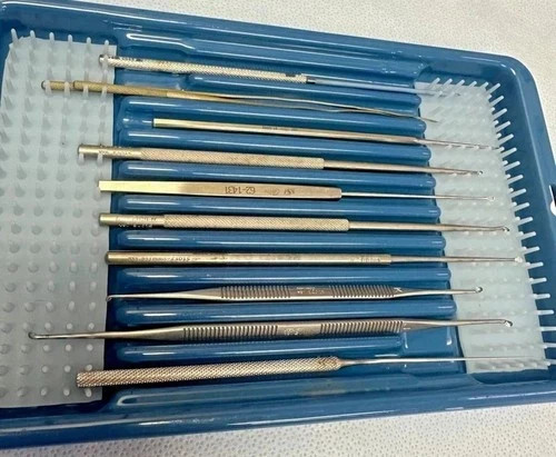 ENT Otology Instrument Set 11pc Ear Picks & Curettes in Dyonics 3094 Case