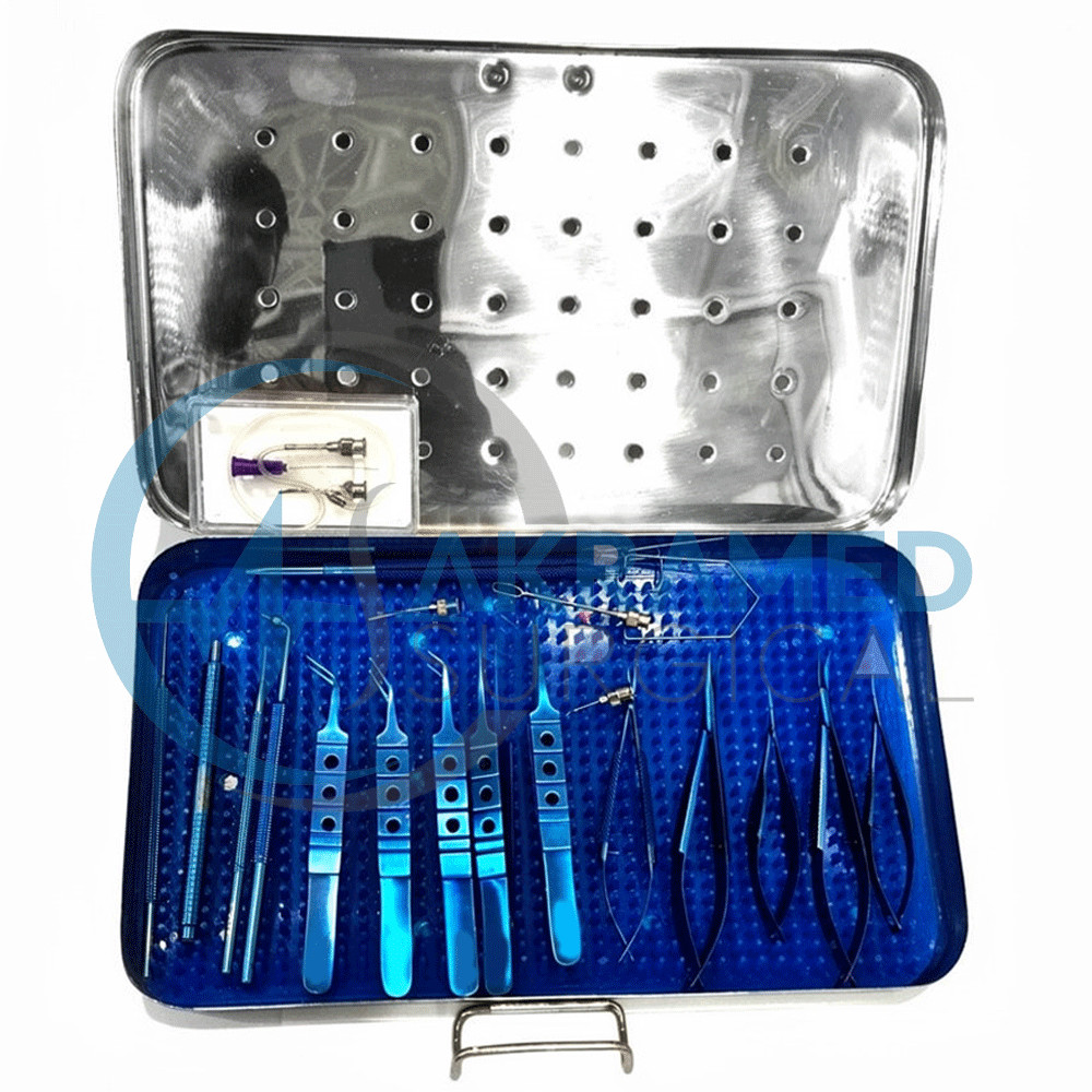 Eye Cataract Titanium Set 21 PCS Ophthalmic Surgical Instruments Set With Box