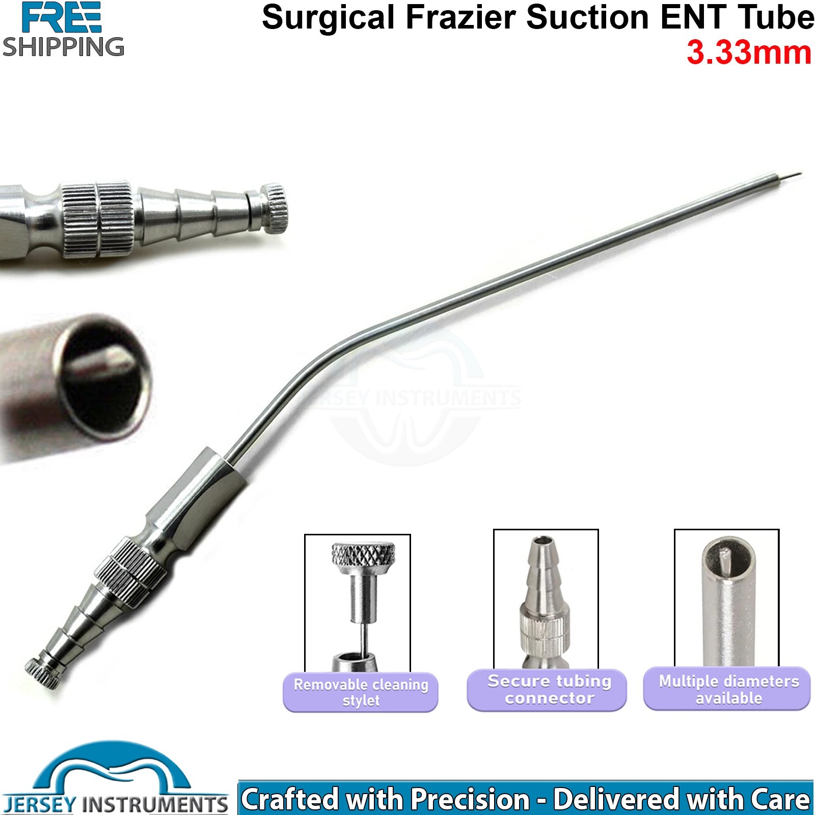 Frazier Suction Tube 3.33mm ENT Neurosurgery Surgical Instrument Medical Tool CE
