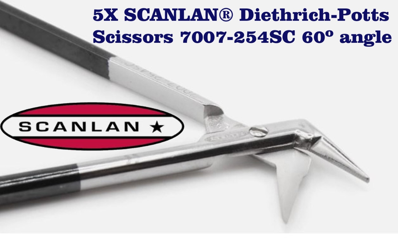 5X SCANLAN 7007-254SC Surgical Supercut Hegemann Potts-Smith 60° CVD Scissors 7″