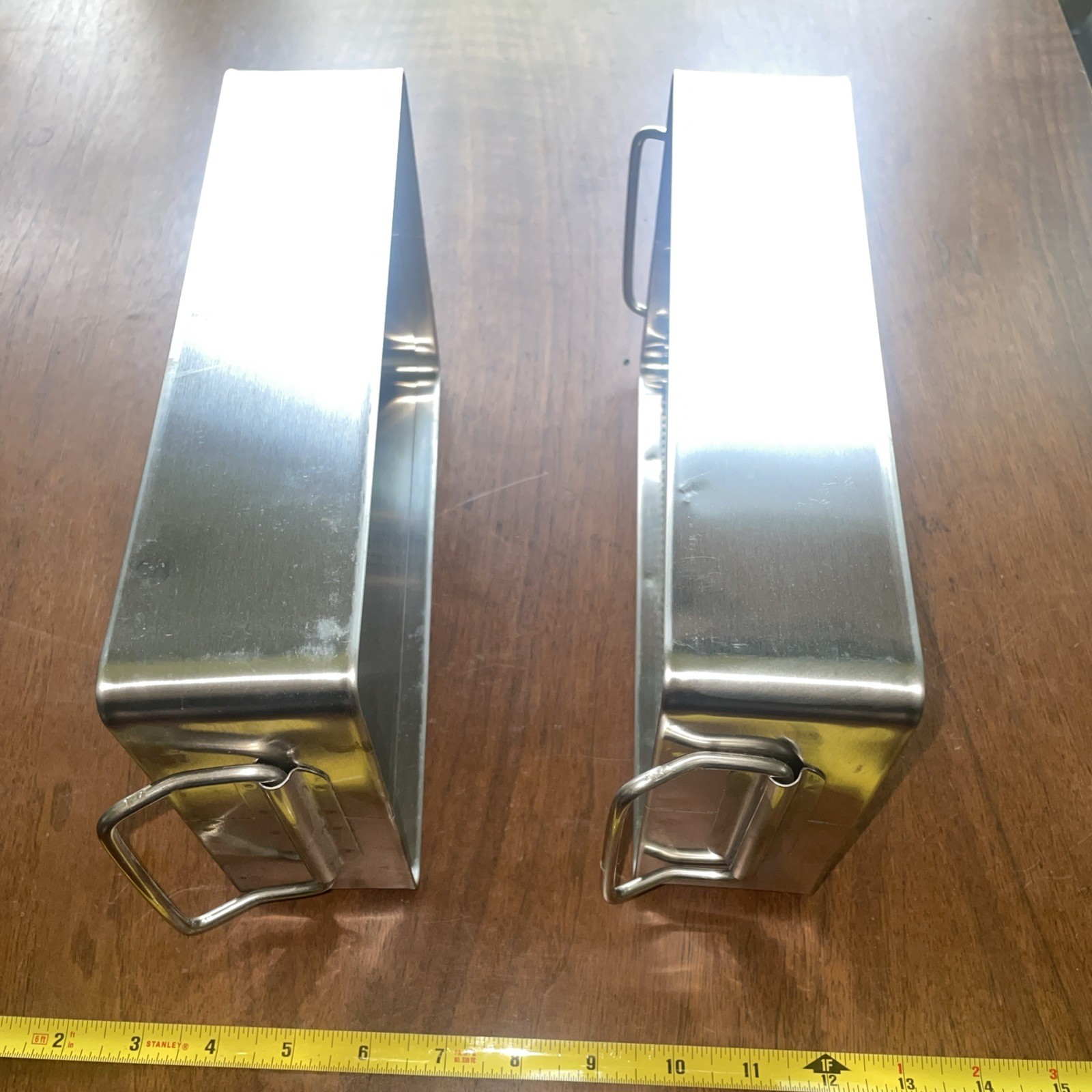 2 Stainless Steel Surgical / Dental Lab Instrument Trays 10”x6.5”x2.5”