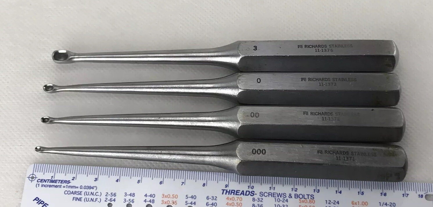 Richards 17cm Curettes 11-1371 Sz 000 11-1372 Sz 00 11-1373 Sz 0 11-1376 Sz 3