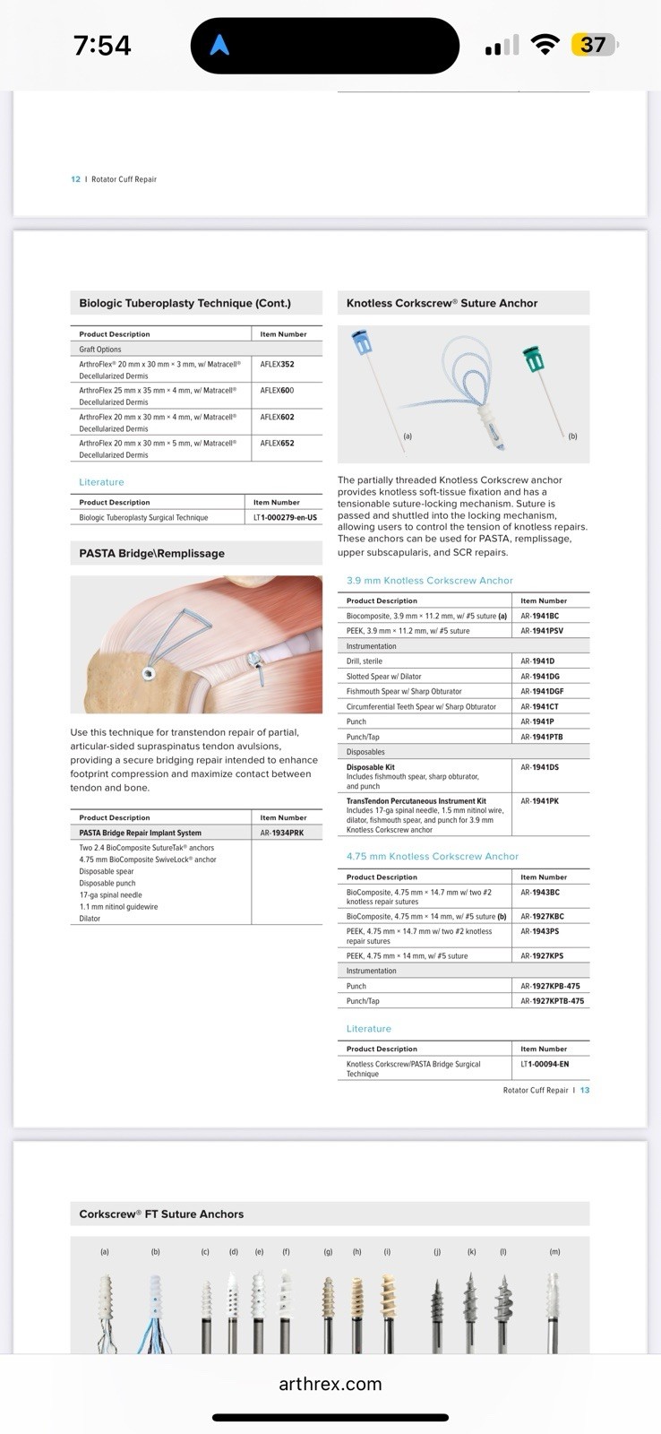 Arthrex Suture Anchors, PushLock® SwiveLock® Corkscrew®… Any Kind (1Pcs) In Date