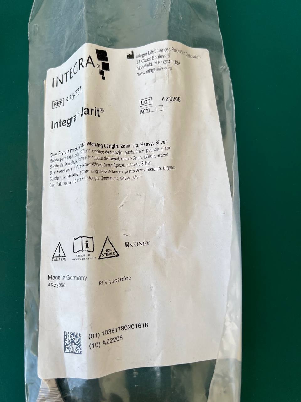 Jarit 475-331 Buie Fistula Probe Heavy Model, Probe Tip, 6-3/8″