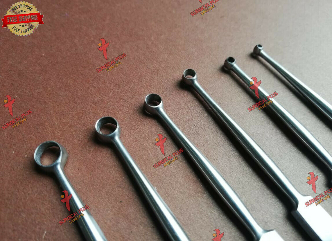 Set of 6 Dermatology Fox Dermal Curettes 6mm,5mm,4mm,3mm,2mm,1mm Instruments