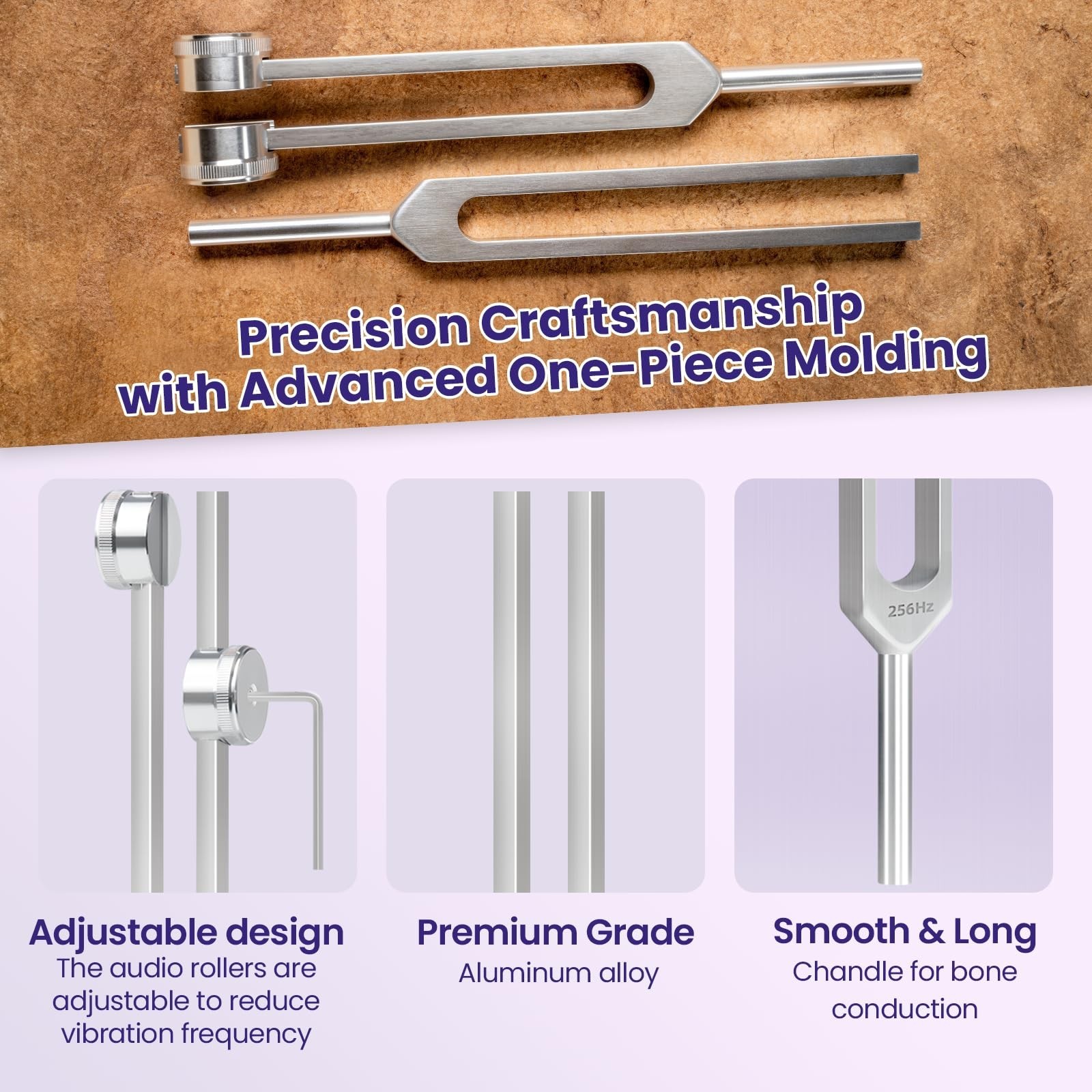 Tuning Fork Set (128 Hz, 136.1 Hz, 256 Hz, 384 Hz): Weighted & Unweighted Tun…
