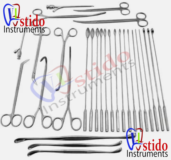 General Surgery Cholecystectomy Surgical Instrument Set of 25 Pieces