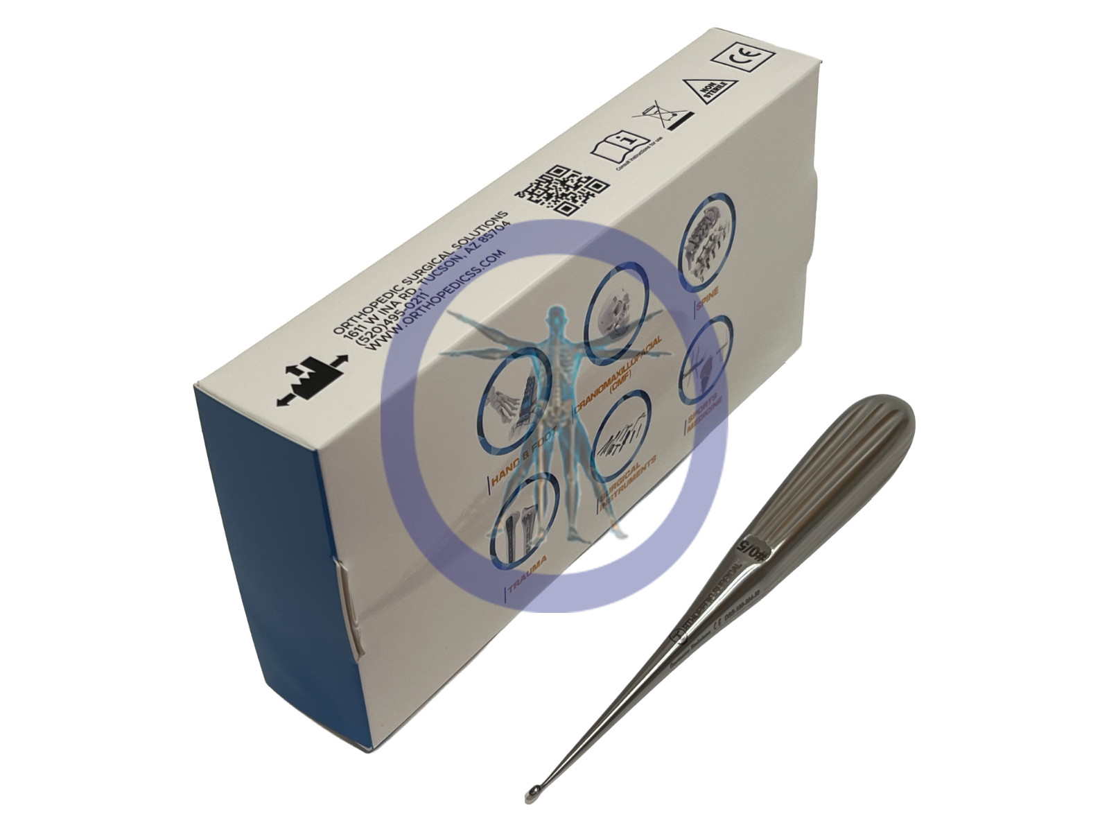 Orthopedic Surgical Bruns Curette 7”, Straight, Oval, # 0/5 *NEW*