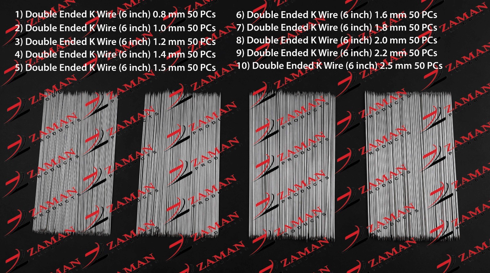 Double Ended K Wire (6 inch) set of 500 pcs Orthopedic , Veterinary Instruments